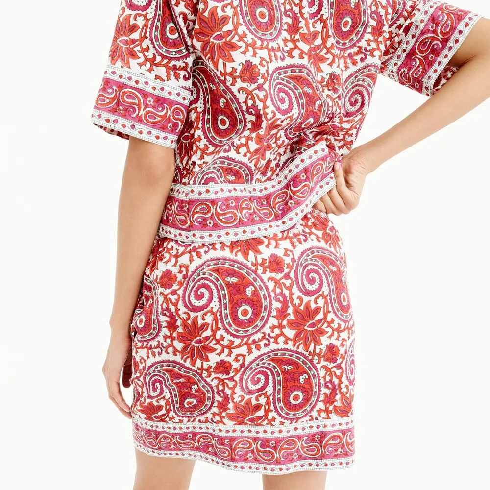 SZ Blockprints X J. Crew Cotton Mini Skirt Sz L Red Size L - Image 8