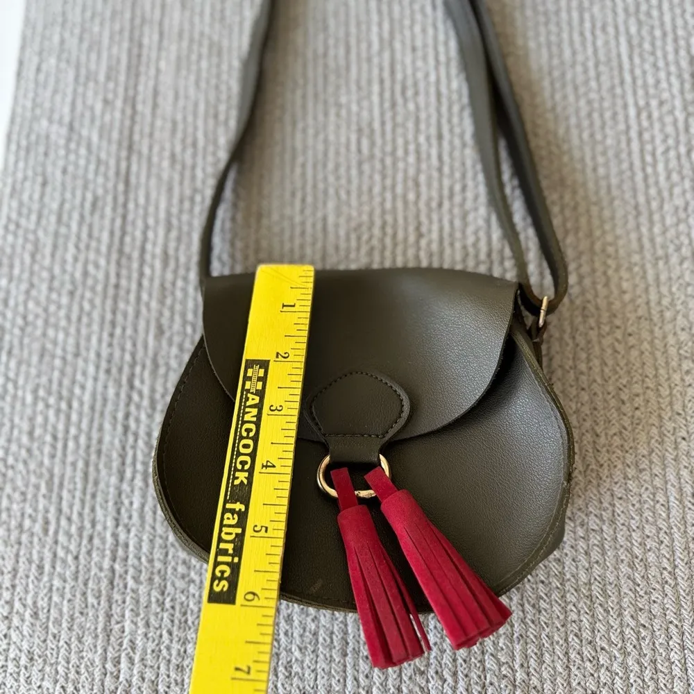 Olive Green Red Tassel Mini Bag - Image 4