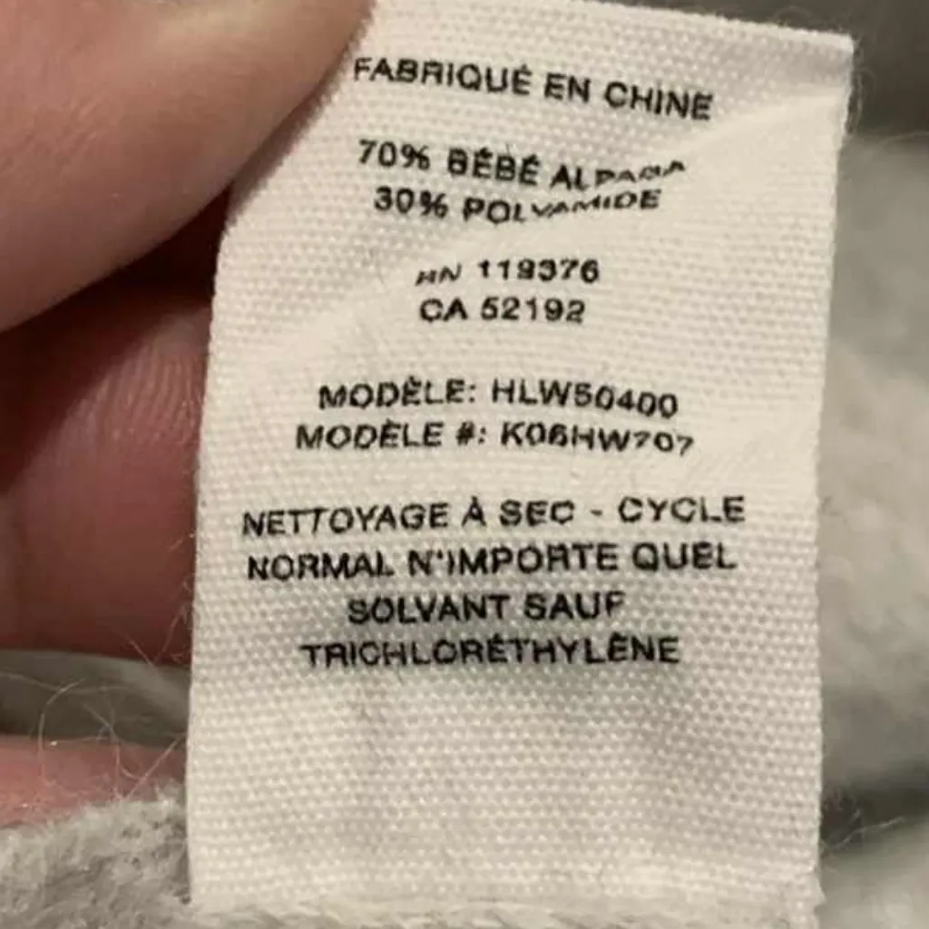 ​HELMUT LANG Baby Alpaca Ribbed Turtleneck Tunic Sweater Dress Gray Cozy Soft M - Image 4