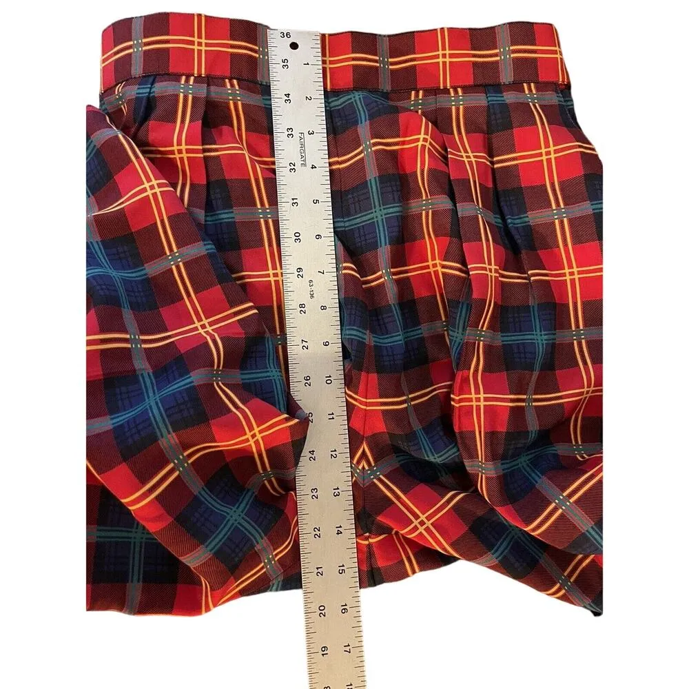 Susan Bristol Shorts High Rise Pleated Size 14 Rayon Plaid Academia Vintage 90's - Image 6