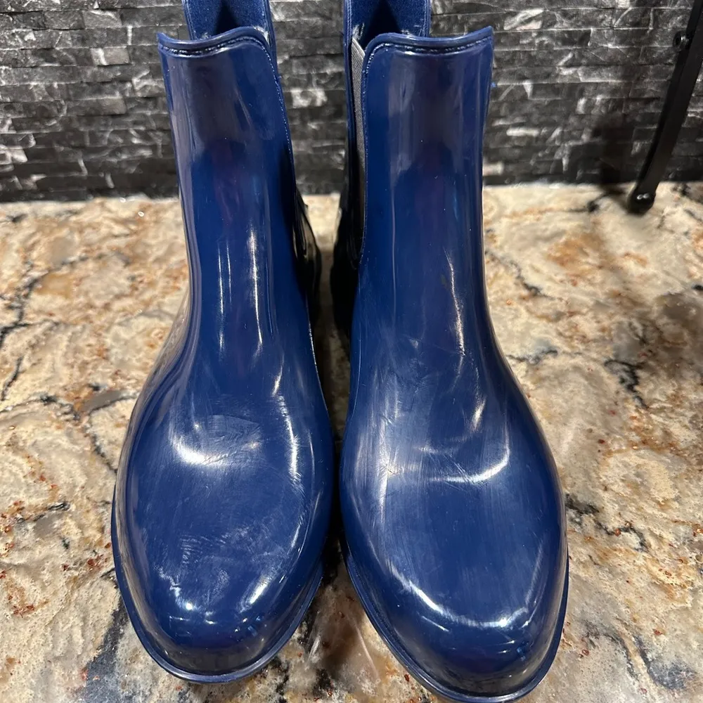 Ralph Lauren Pull on Rain Boot Blue Metallic Muck Boots Womens Sz 6 - Image 2