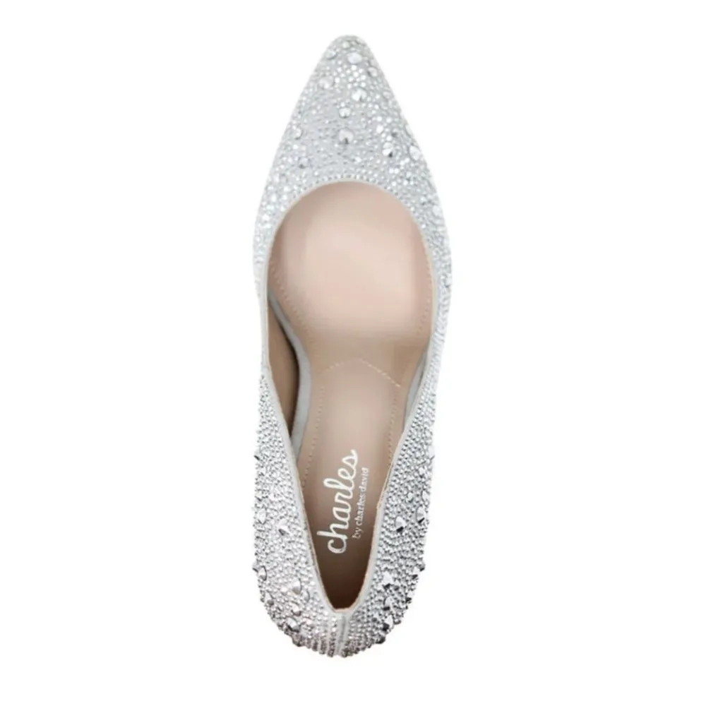 Charles David Pact Sparkle Silver Stud Embellished Pointed Toe Pumps Sz 7 - Image 5