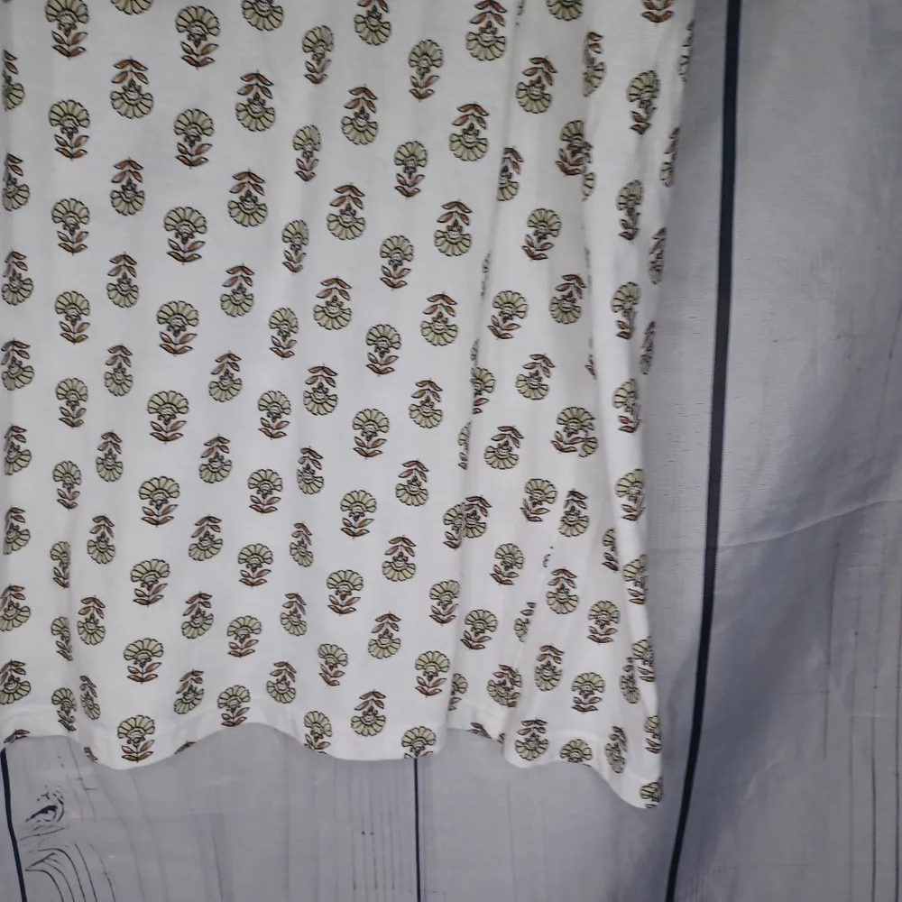 Pure J.JILL 100% Pima Cotton White and Gold Patterned Women's Top Black Size M - Image 13