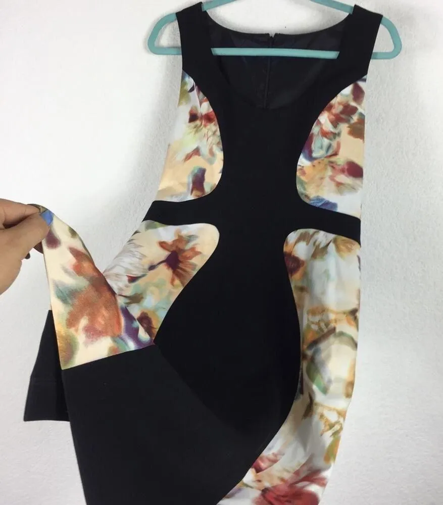 Black Halo Annabelle Sheath Midi Dress 6 Colorblock Abstract Panel Sleeveless - Image 11