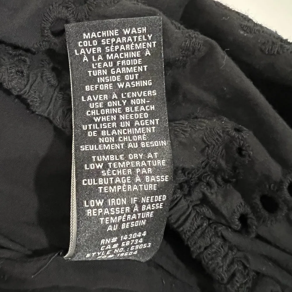 7 For All Mankind Black Black Eyelet Puff Sleeve Dress Size XL - Image 11