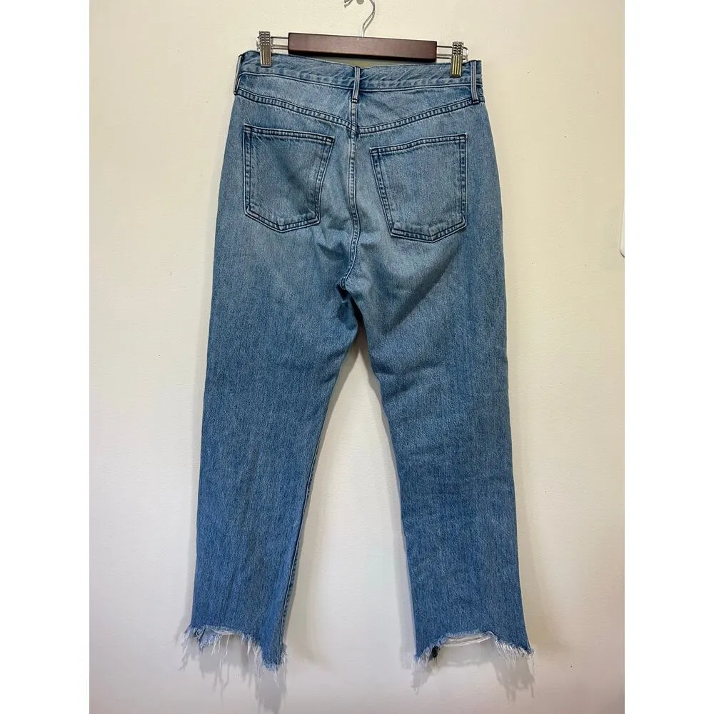 3x1 NYC jeans Shelter Austin Crop in color Byrd size 28 raw hem straight leg Blue - Image 4