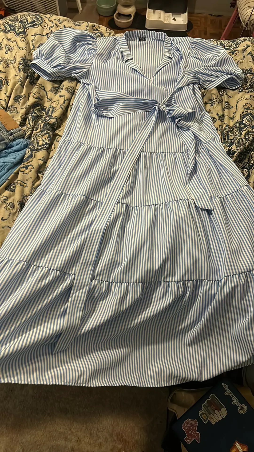 Naiy Blue Striped Dress Size 8 - Image 3
