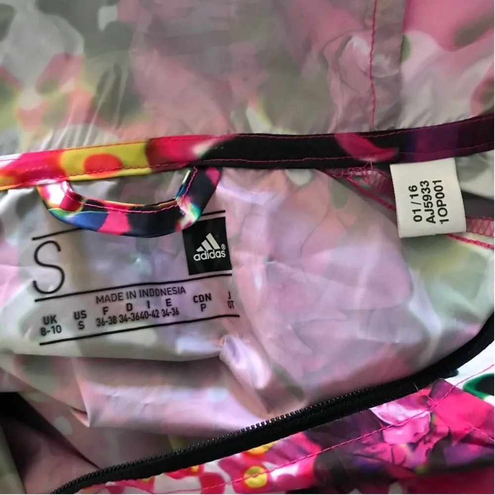 Adidas Womens Hoodie Windbreaker Half Zip Jacket
Size Small Floral Coat Sweater - Image 7