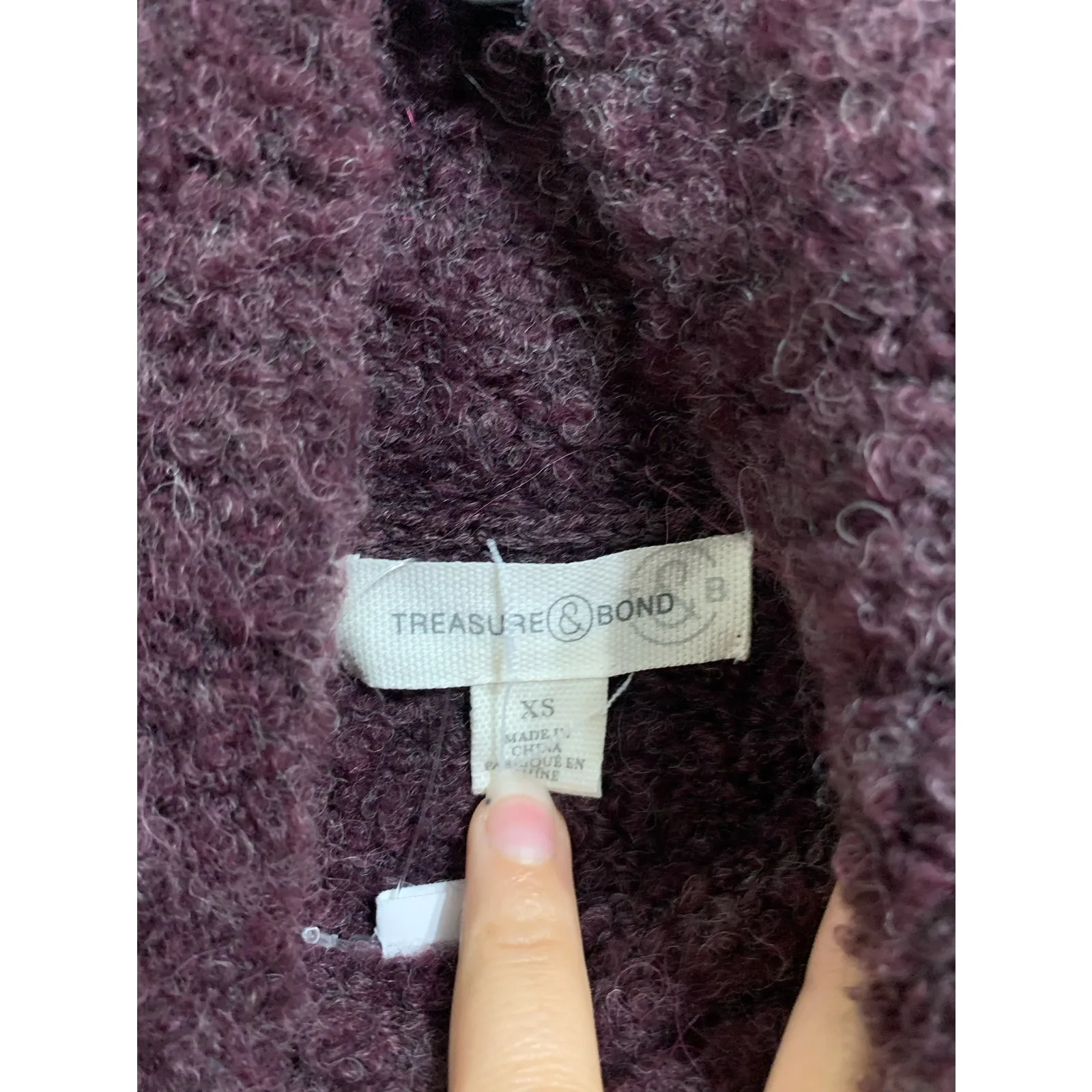 Treasure &‎ Bond burgundy stem boucle mock neck sweater size XS NEW - Image 2