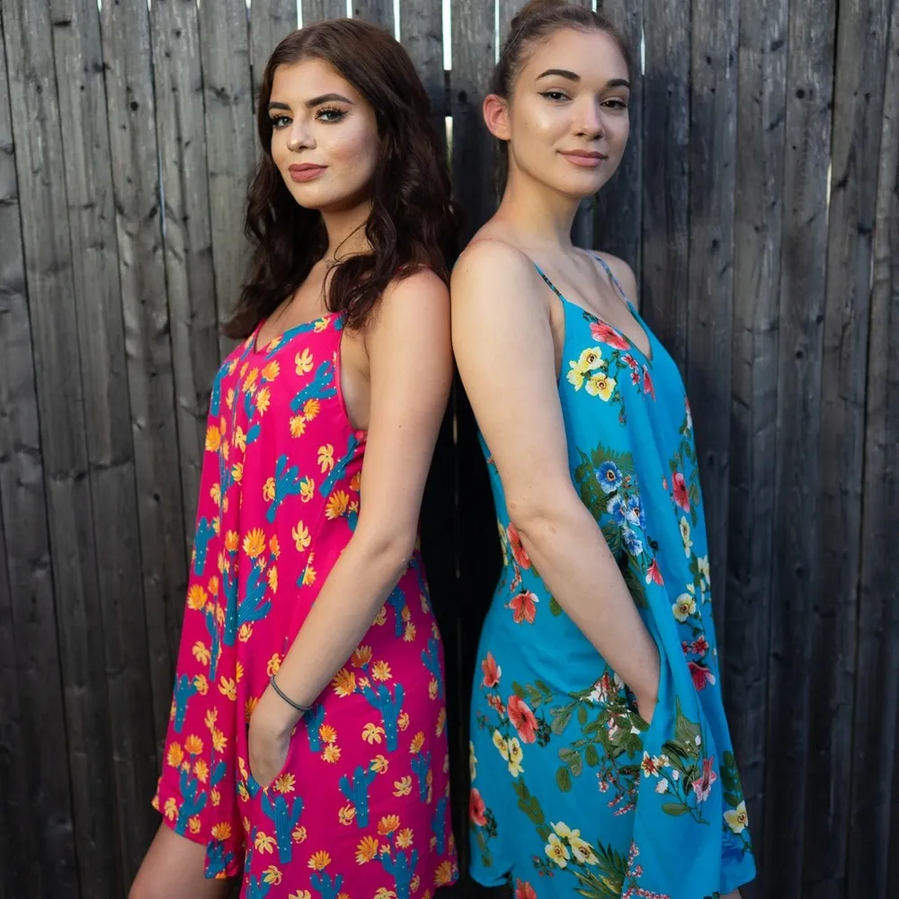 Peach Love California Cactus Flower Sleeveless Swing Dress in Pink - Medium, NWT - Image 4