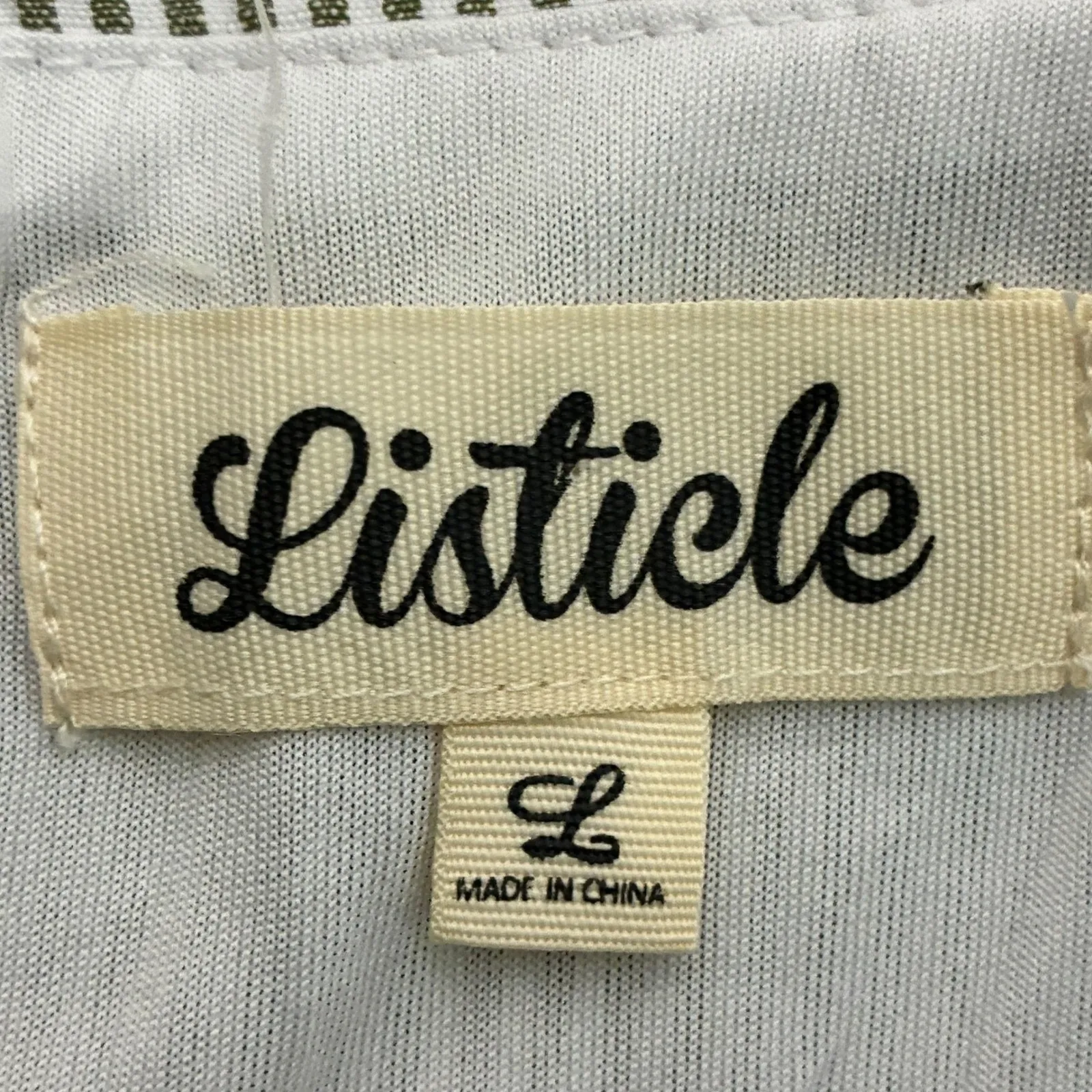 Listicle Striped Wrap Midi Dress Womens L Green White Sleeveless Tie Waist - Image 8