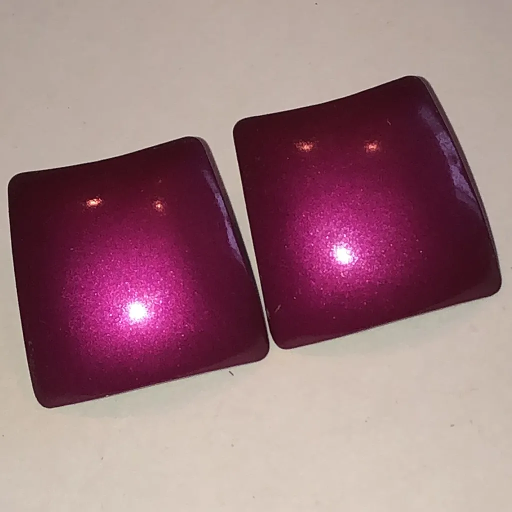 Shiny Magenta Vintage Retro Boho Metallic Square Earrings Pink - Image 3