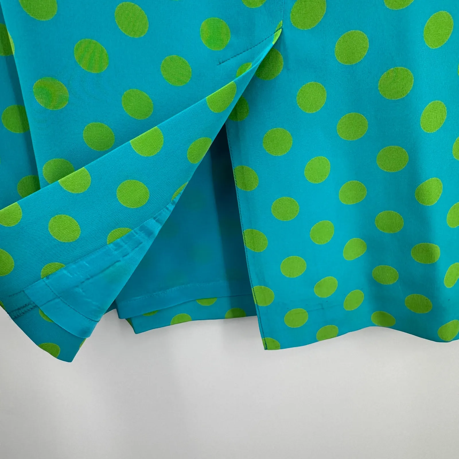 Doncaster skirt women's 8 100% silk pencil polka dot lined blue green career NEW - Image 6