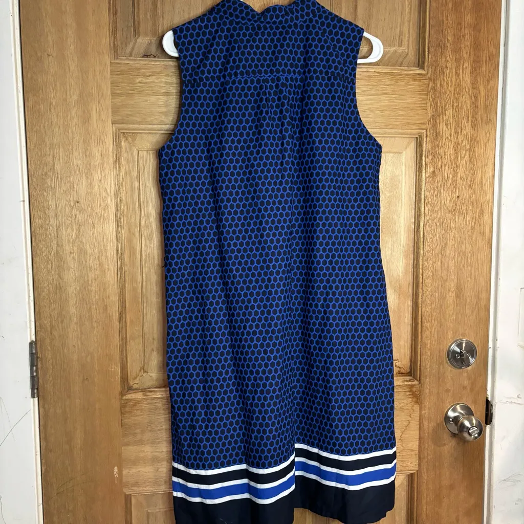 Tommy‎ Hilfiger Blue and Black Geometric Sleeveless Drees size L - Image 5