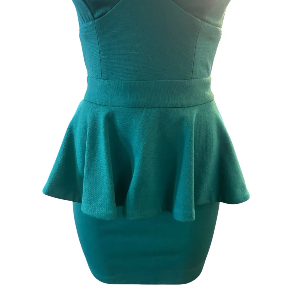 ASOS Teal Green Peplum Criss Cross Dress - Image 6
