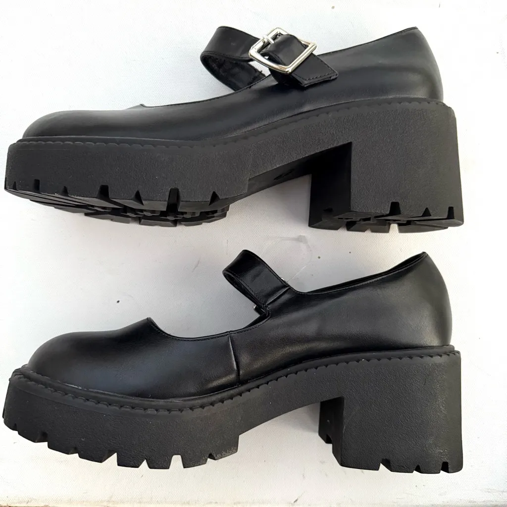 Madden Girl Womens Shoes Thompkins Black Platform Mary Jane Chunky Heel Size 9 - Image 4