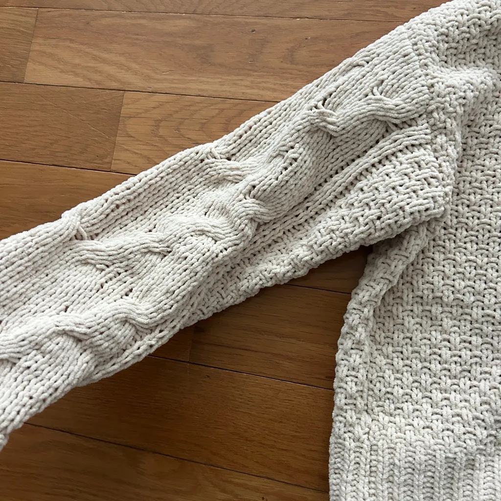 Moon & Madison Chunky Cable Knit Open Sweater Cardigan Women’s Large Cream Ivory White - Image 7