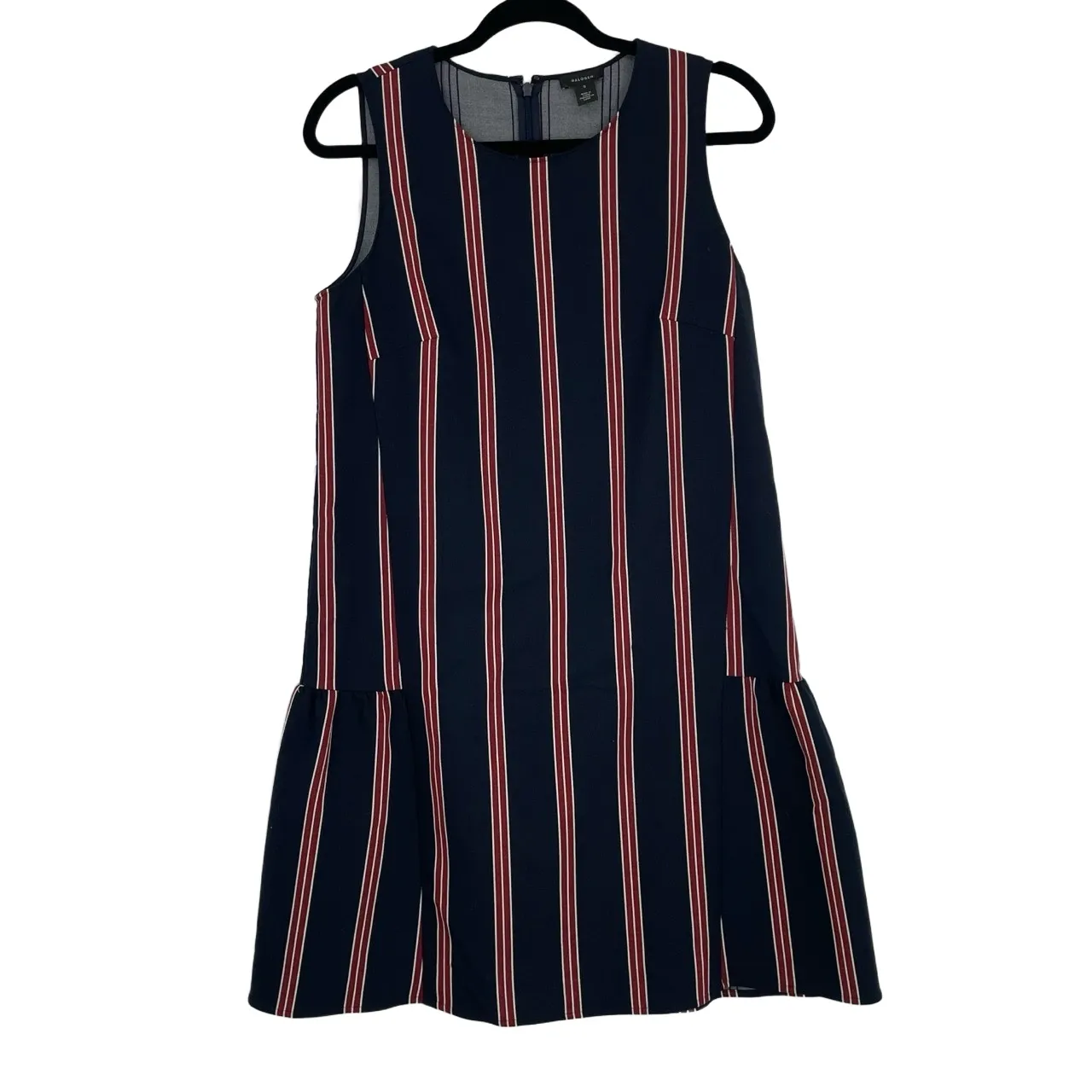 Halogen Women Sleeveless Classic Academia Knee Length Red & Blue Peplum Dress‎ S - Image 9