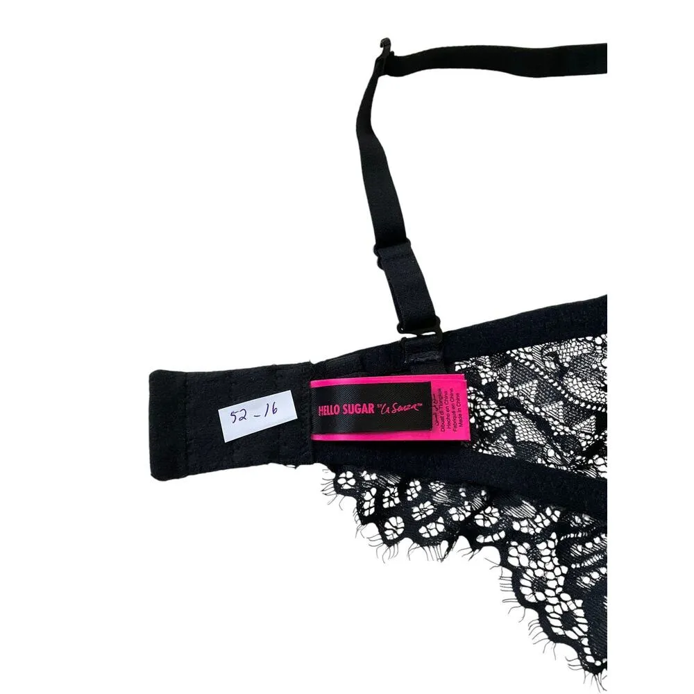 Black Lace Rhinestones Push Up Bra Women Size 34D | 52-16 - Image 7