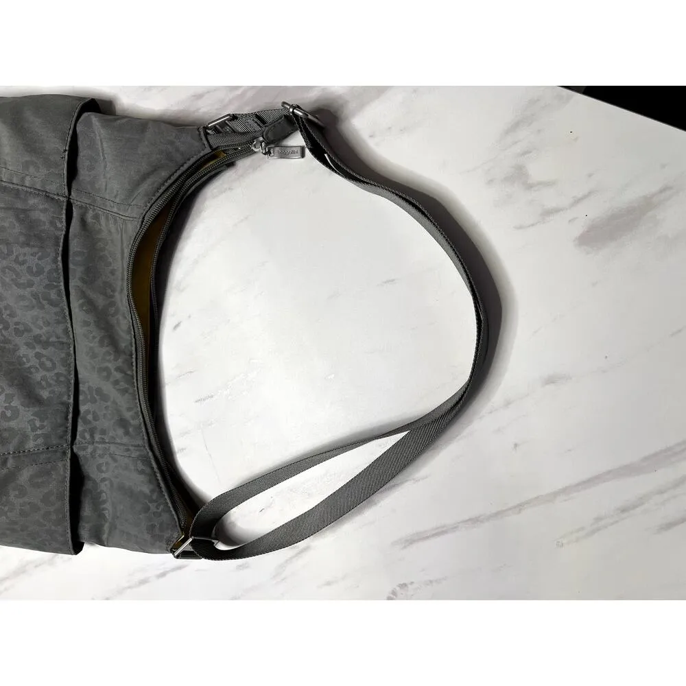 Baggallini Nylon Hobo Bag - Attaches to Suitcase with zipper Gray Cheetah Print - Image 4