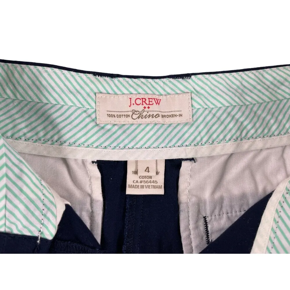 J. Crew Navy Blue 100% Broken In Style Preppy Chino Shorts Sz 4 - Image 6