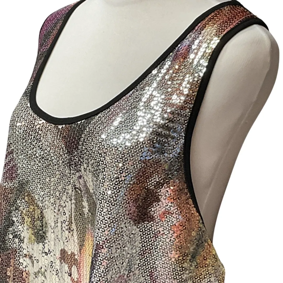 Vintage Moa Moa Sequin Pattern Scoop Neck Tank Top Pulllover Dressy Tee Size 3X - Image 4