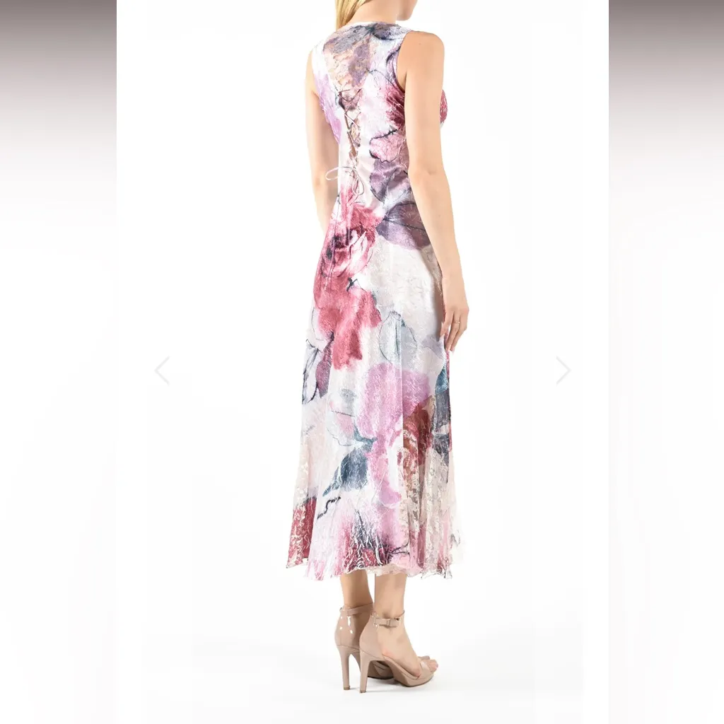 Komarov Floral Charmeuse Lace Sleeveless Maxi Dress Pastel Dream Pink Size undefined - Image 4