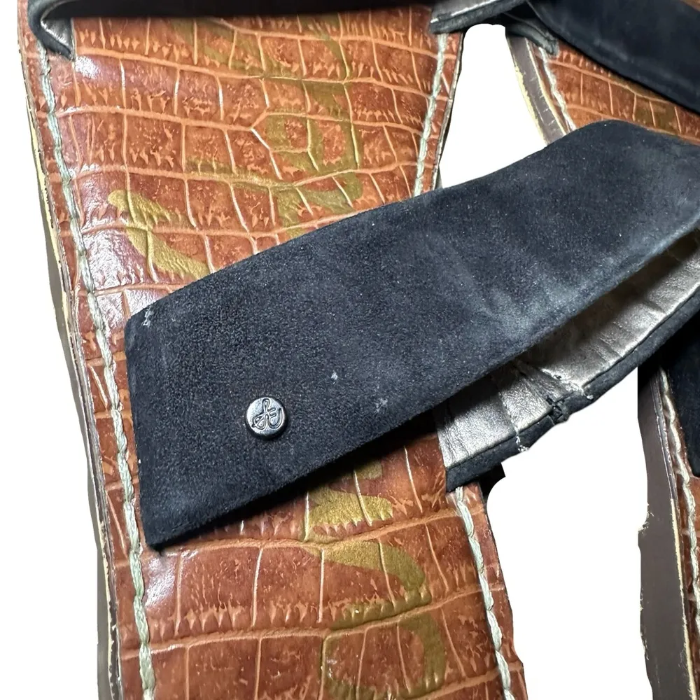 Sam Edelman Gala Slide Mule Black Suede Open Toe Two Strap Flat Slip On Sandals - Image 3