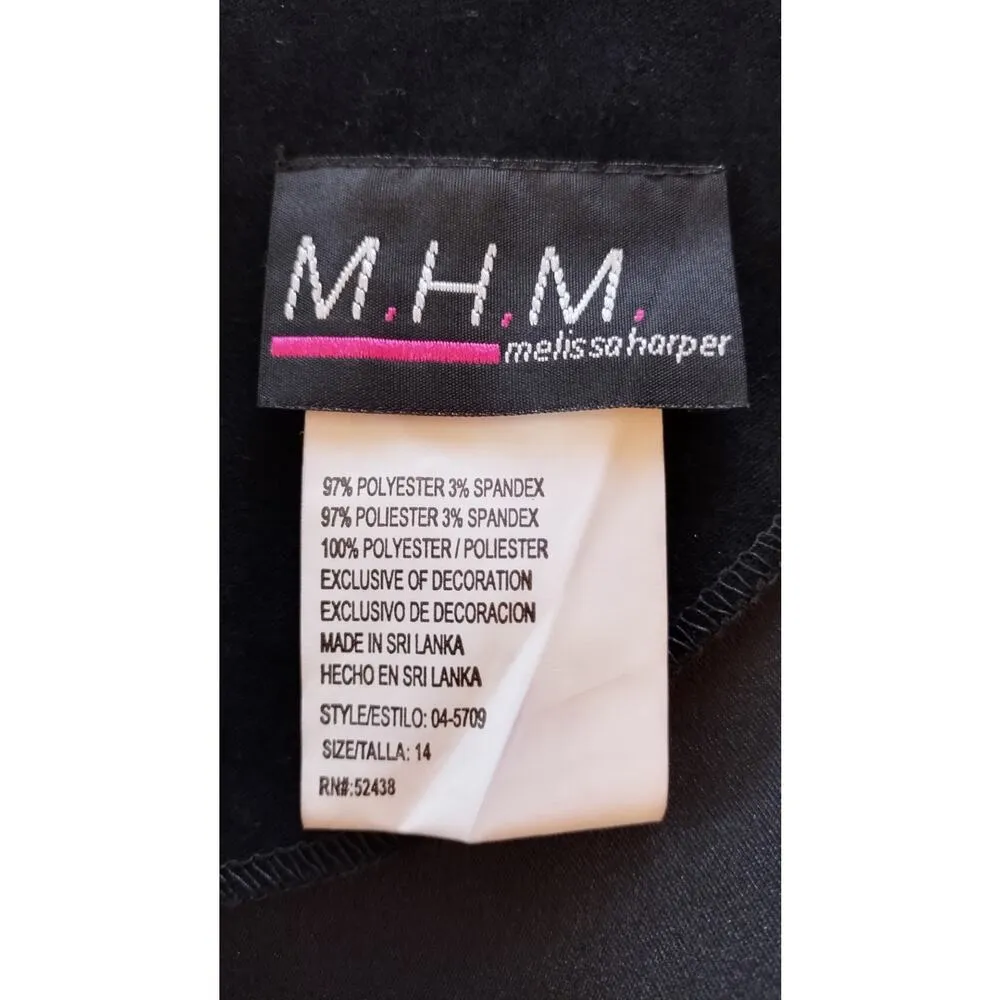 New Melissa Harper Women's Black Lined Dress Shoulder Pads Scarf Size 14 - Image 6