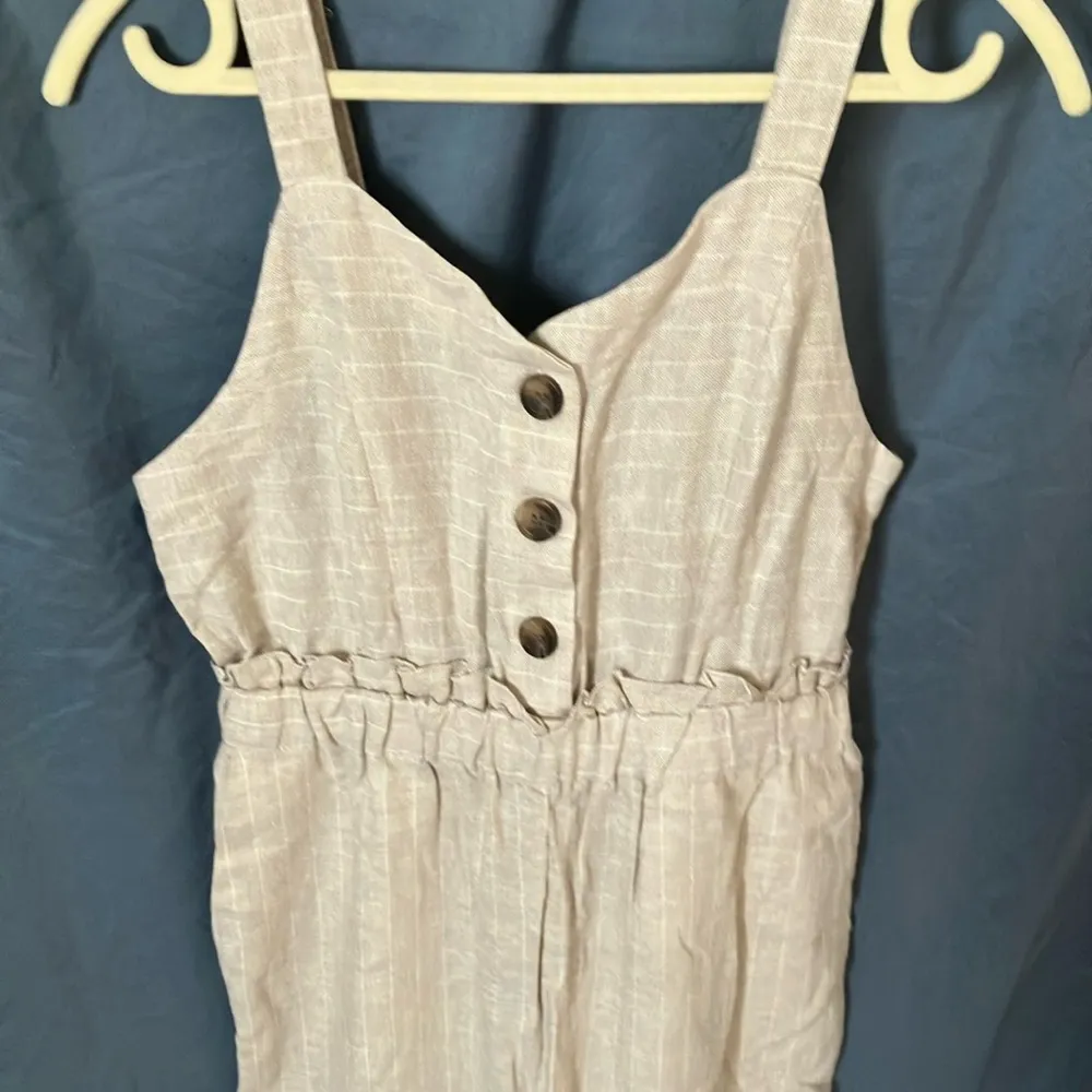 Romeo+Juliet Couture: Ivory/Tan Jumpsuit- adjustable straps, pockets, wide leg-M - Image 6