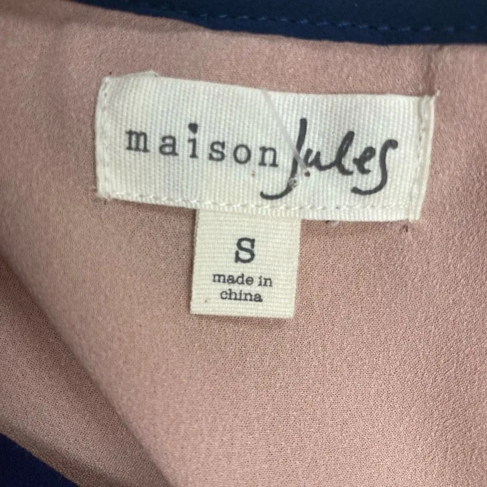 MAISON‎ JULES Women’s Tan Blue & Peach Dress Size Small - Image 6