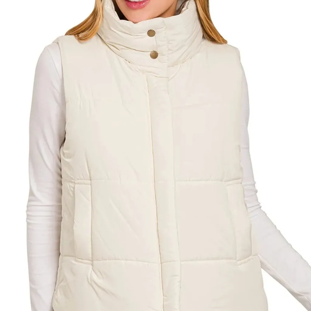 Zenana High‎ Neck Zip-Up Vest Coat - Image 3
