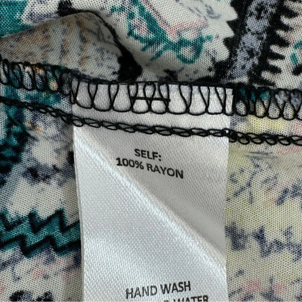 Elodie Tribal Print Tie Back Cropped Tank Top Y2K Teal Multi Size Small - Image 9