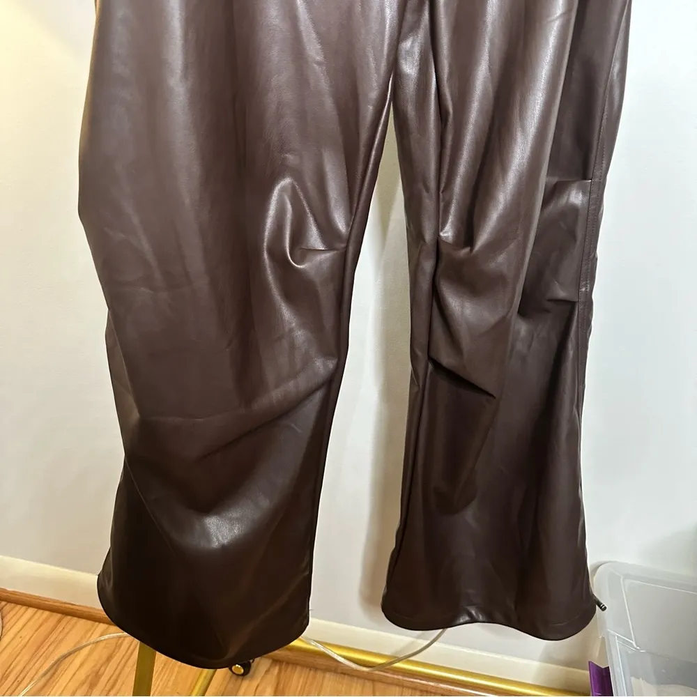 NWT AFRM Frankie Brown Leather Parachute Pants Size 3X - Image 5