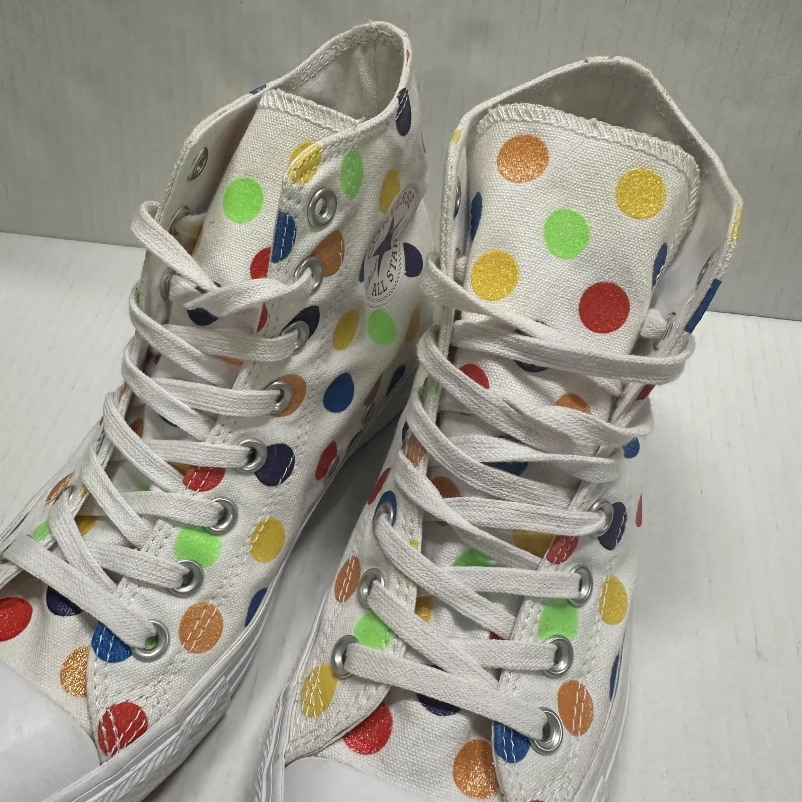 Converse Miley Cyrus Chuck Taylor High Top Shoes Womens 8.5 Multicolor Polka Dot - Image 6
