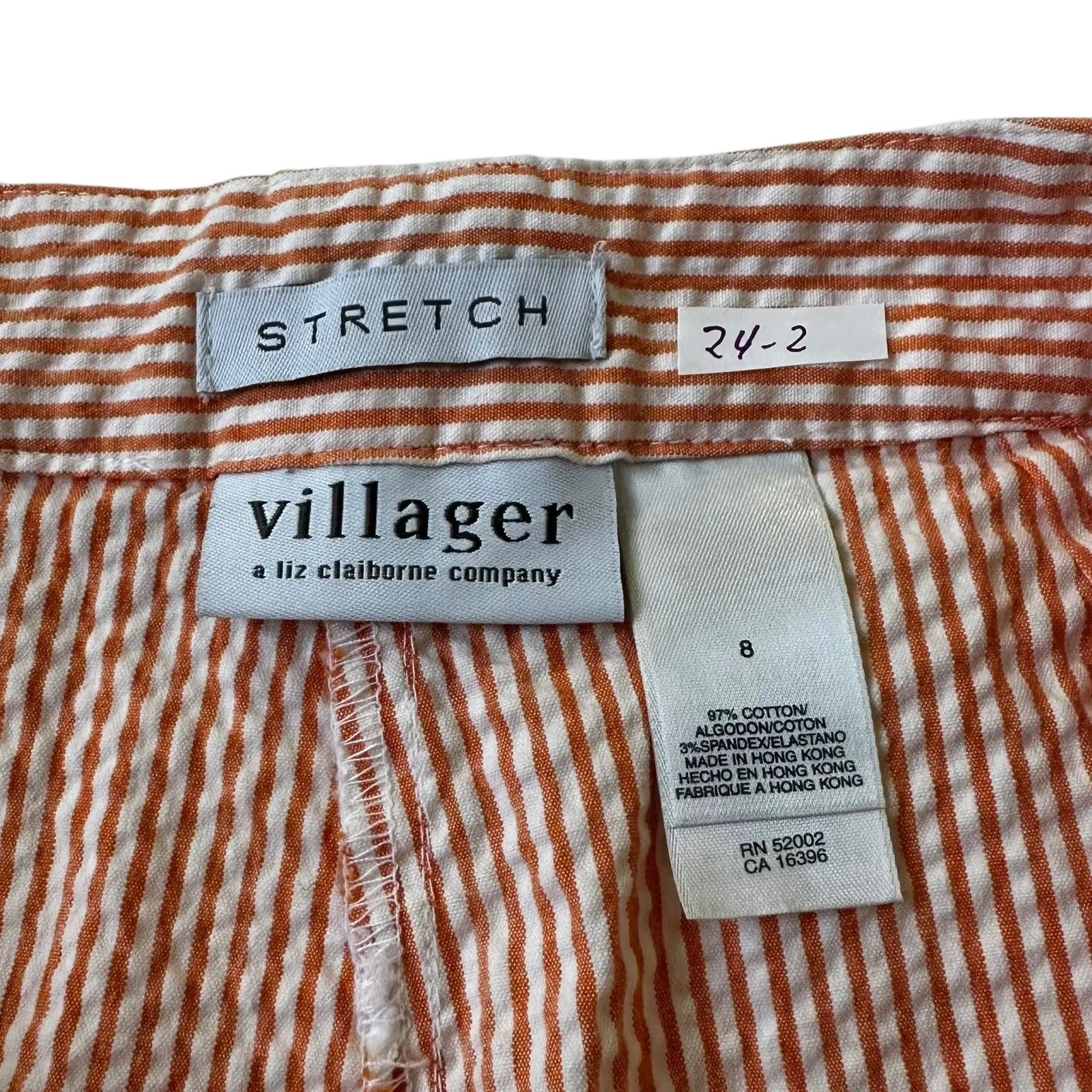 Liz Claiborne Orange|White Striped Stretch Cropped Pants Women's Size 8 NWT 24-2 - Image 4