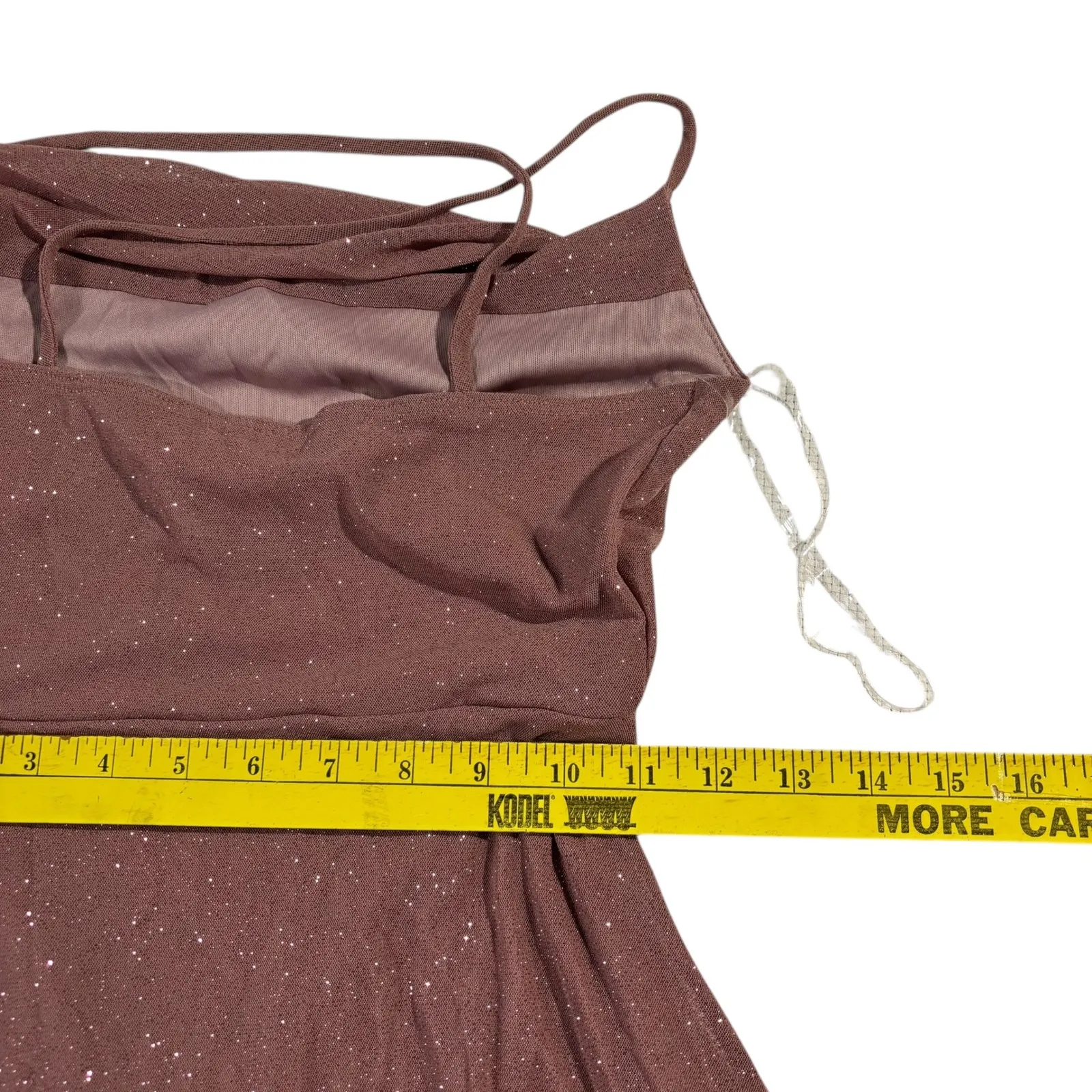 GLARE Rose‎ Pink Sparkle Party Dress Cowl Neck Criss Cross Back - Image 10