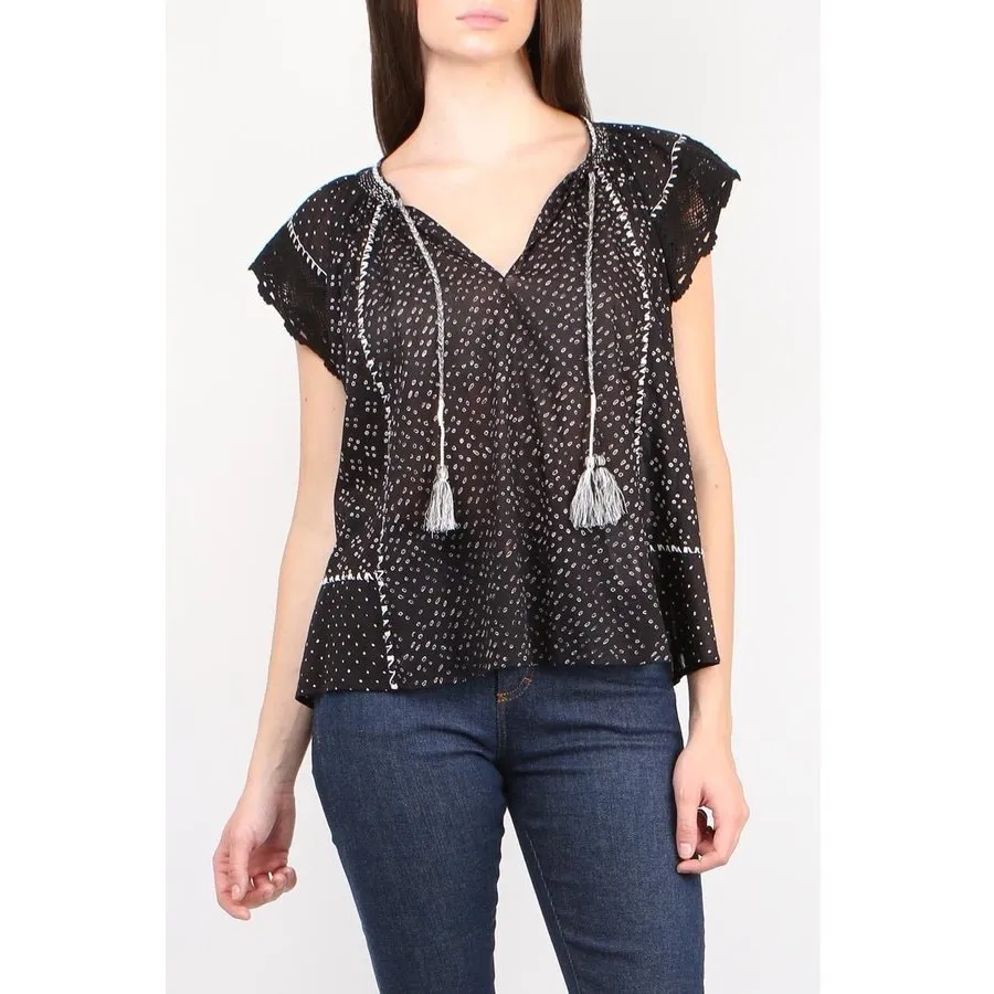 ULLA JOHNSON Rena Top Black/White Size 6 - Image 2