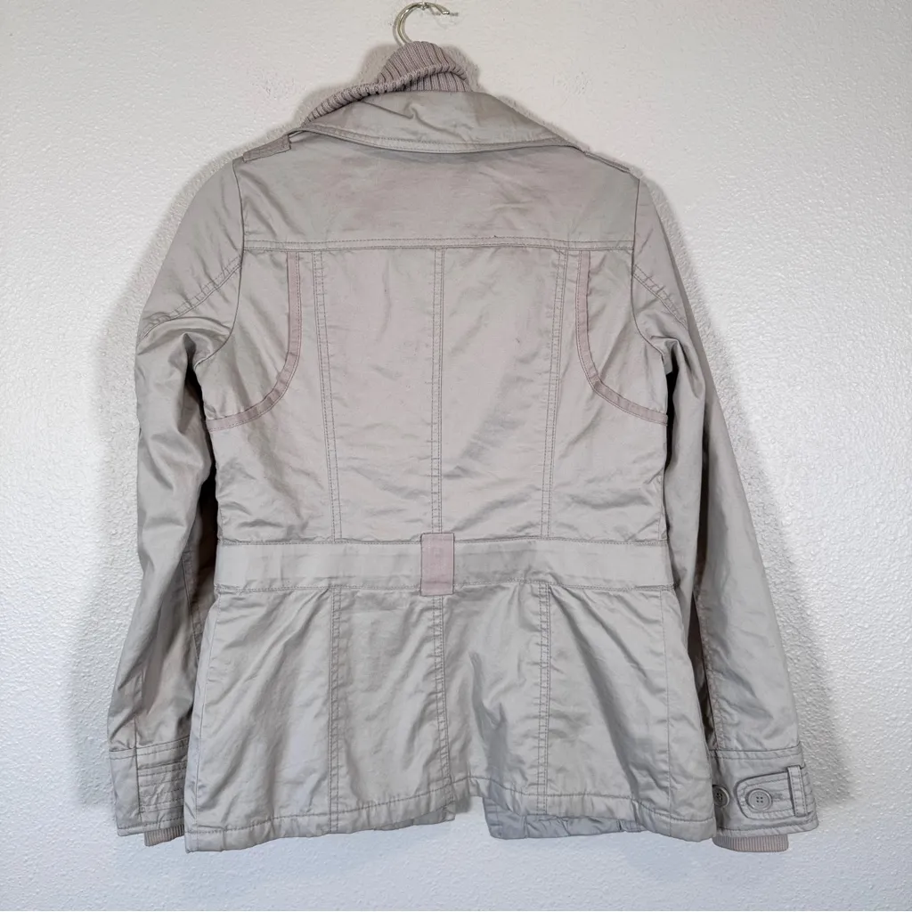 Vintage Y2K Espirit Cream Military Safari Coat Womens 4 Jacket Warm Fall Winter - Image 2