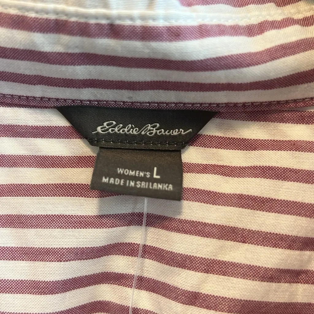 NWT Eddie Bauer Etesian Tie Front Button Up Collar Shirt, L - Image 4