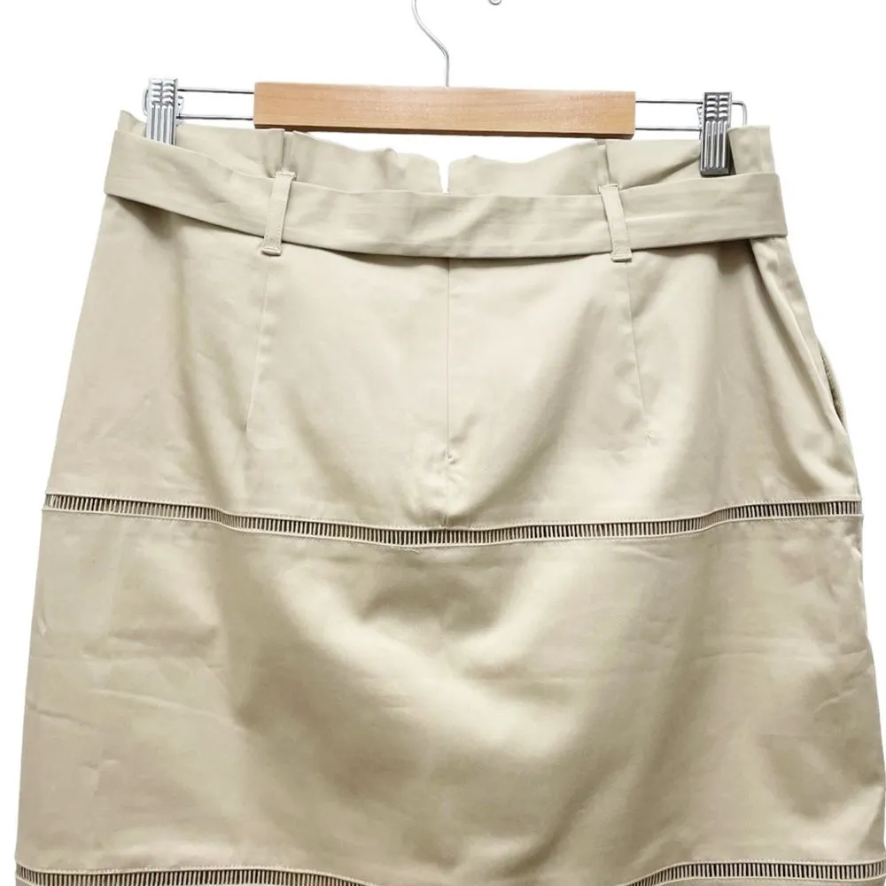 NWT Banana Republic Tan Cotton Ladder Lace Belted Pencil Skirt Women’s Size 8 - Image 7