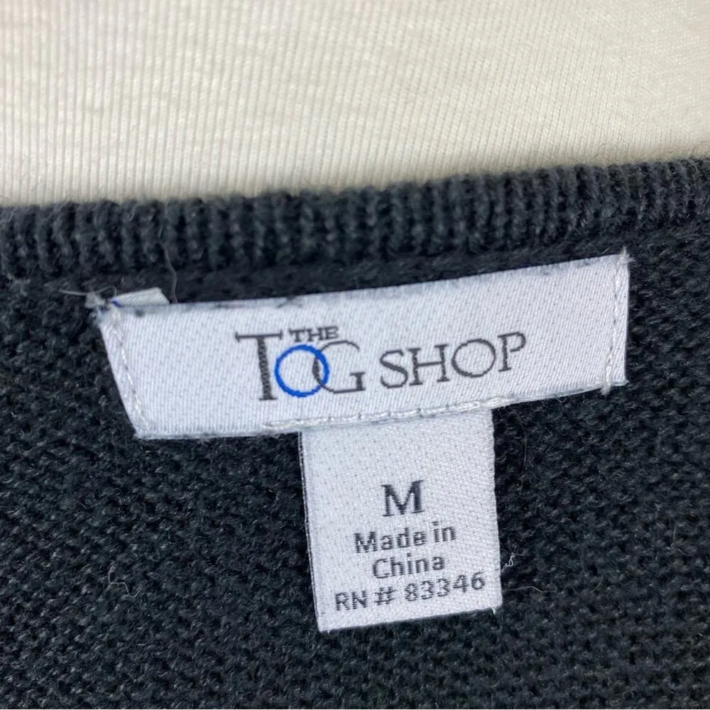 The Tog Shop Black Floral Embroidered Full Zip Knit Cardigan Medium - Image 8