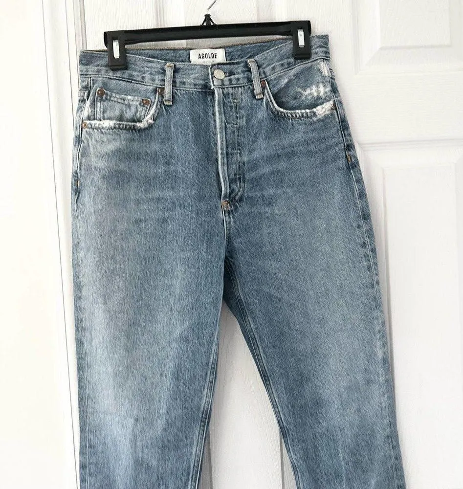 Riley High Rise Straight Crop Denim Jeans Button Fly In Frequency 27 - Image 7