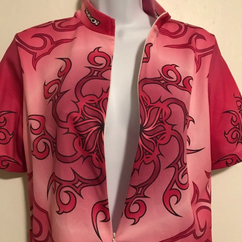 Sugoi Pink Tribal Zip Front Cycling Shirt Size M - Image 2