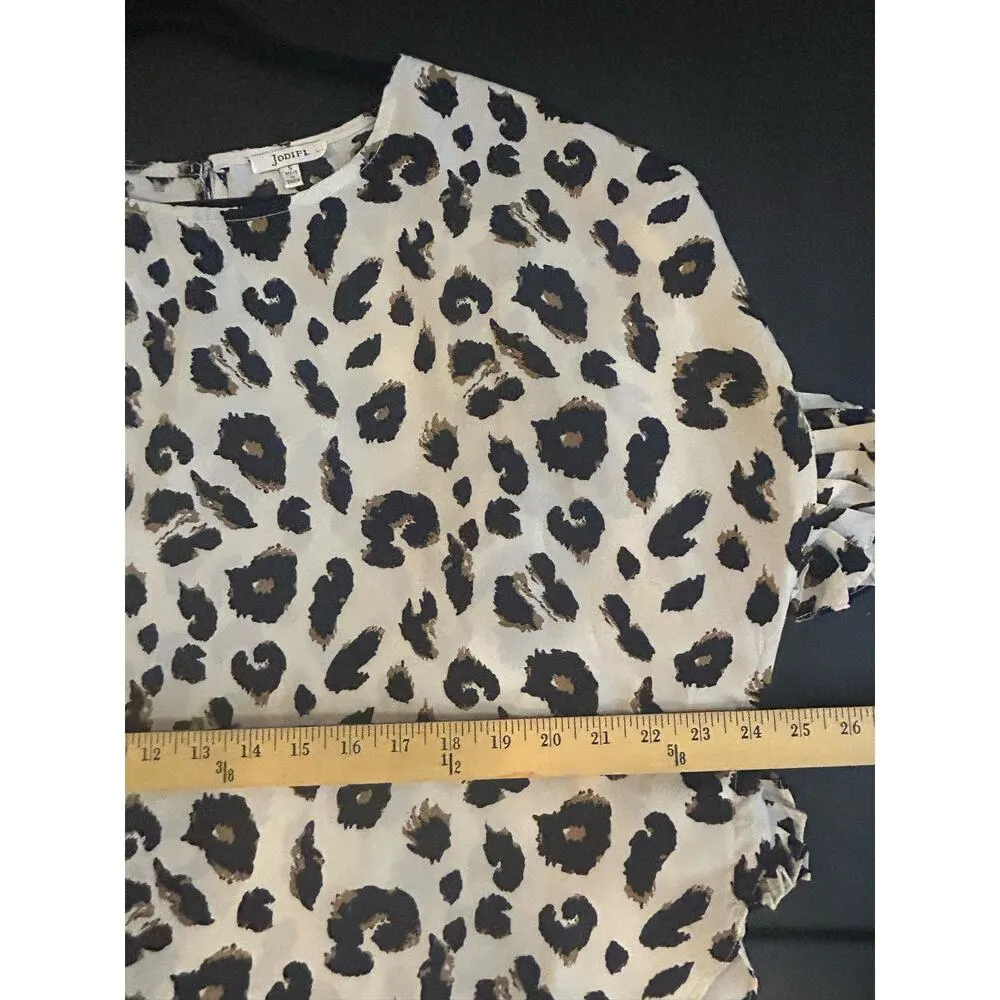 Jodifl Animal Print Top Women Size Small S Ruffle Sleeve Professional Career - Image 7
