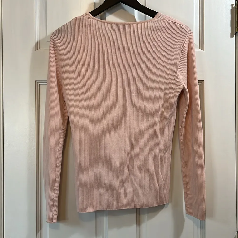 Vtg Casual Corner Soft Pink Pointelle Knit Heavyweight Cardigan & Tank - Image 9
