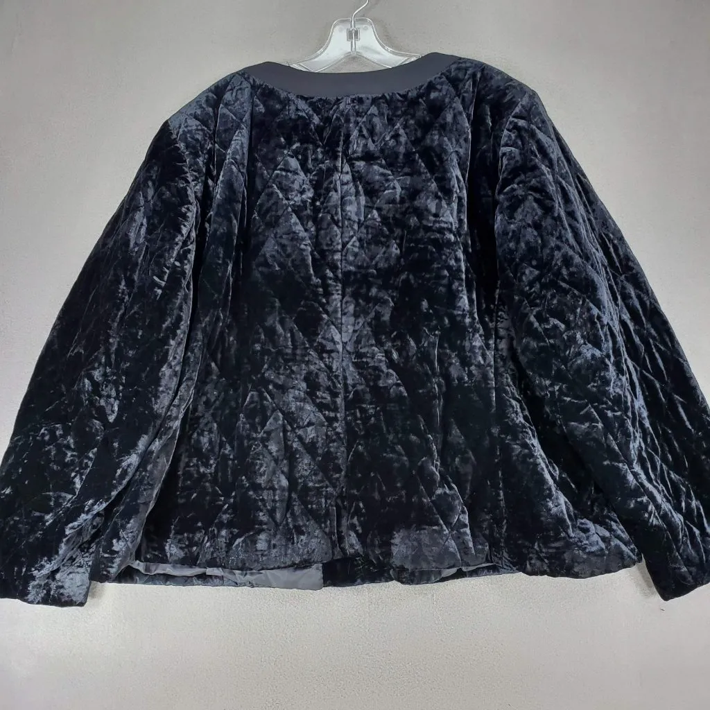 New Talbots Jacket Black Quilted Velvet Blazer 3X Coat Gold‎ Buttons Puffer Suit - Image 4