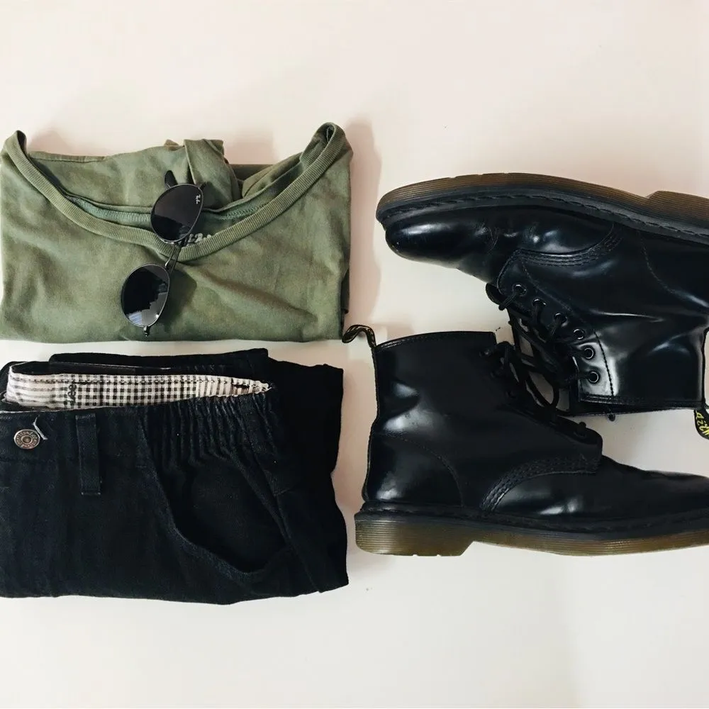 Vintage Planet Gold Olive Green Cuffed Sleeve Semi Cropped Shirt Size S GUC - Image 2