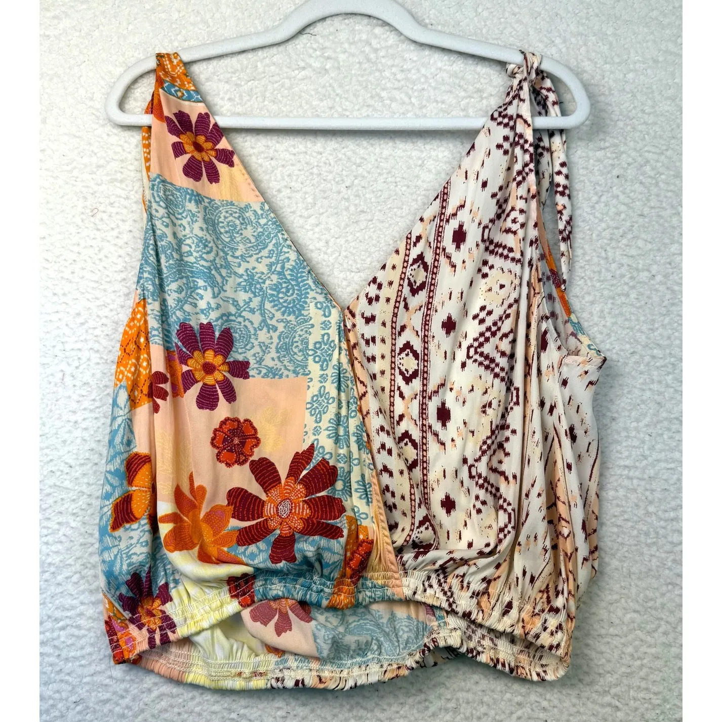 Urban Outfitters Tank Womens Small Multicolor Floral Boho Revival Tie Strap Crop - Image 2