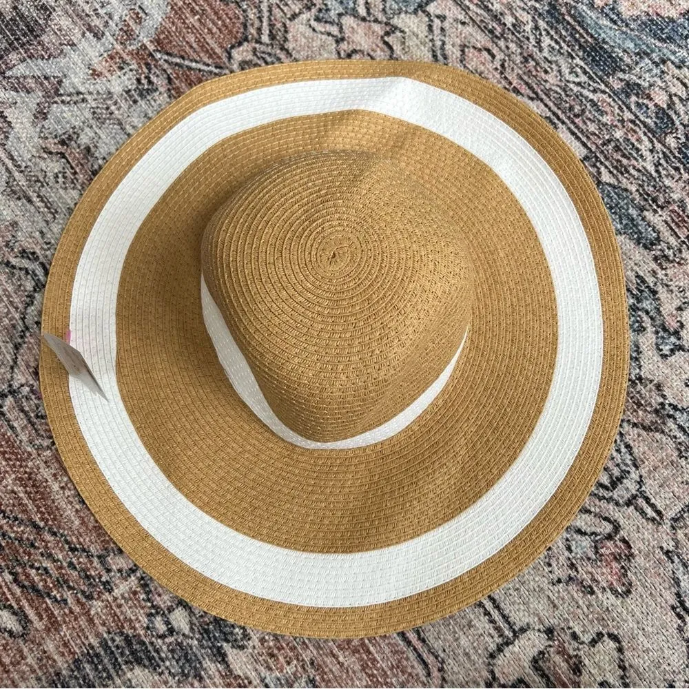 NWT Shade & Shore Striped Sunhat Straw Floppy Beach Hat - Image 6